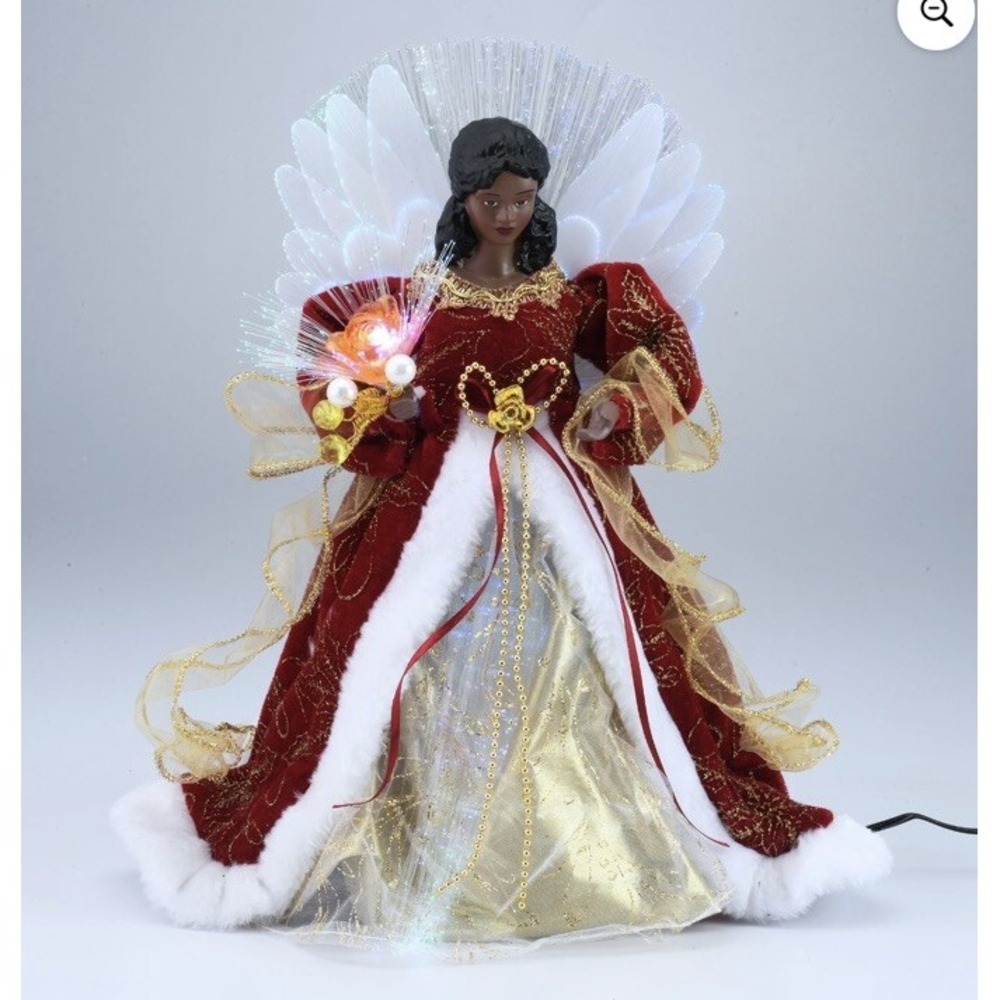 Holiday Time LED Fiber Optic Angel African‎ American Christmas Tree Topper ~ New